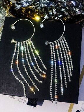 Clip on Earrings For Women Ear Cuff Tassels Without No Piercing Zircon Jewelry